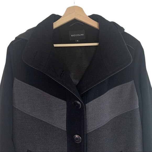 NICCOLINI Beautiful! Button Down Black Grey Coat - Picture 2 of 12